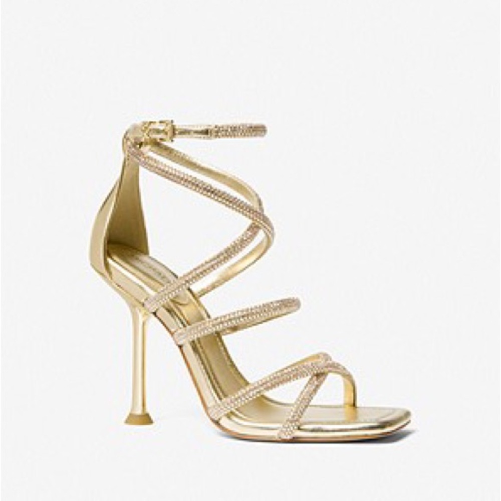 Imani Embellished Metallic Faux Suede Sandal